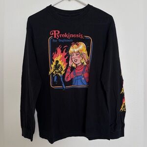 Steven Rhodes “Pyrokenesis” Black Long Sleeve Shirt in Medium